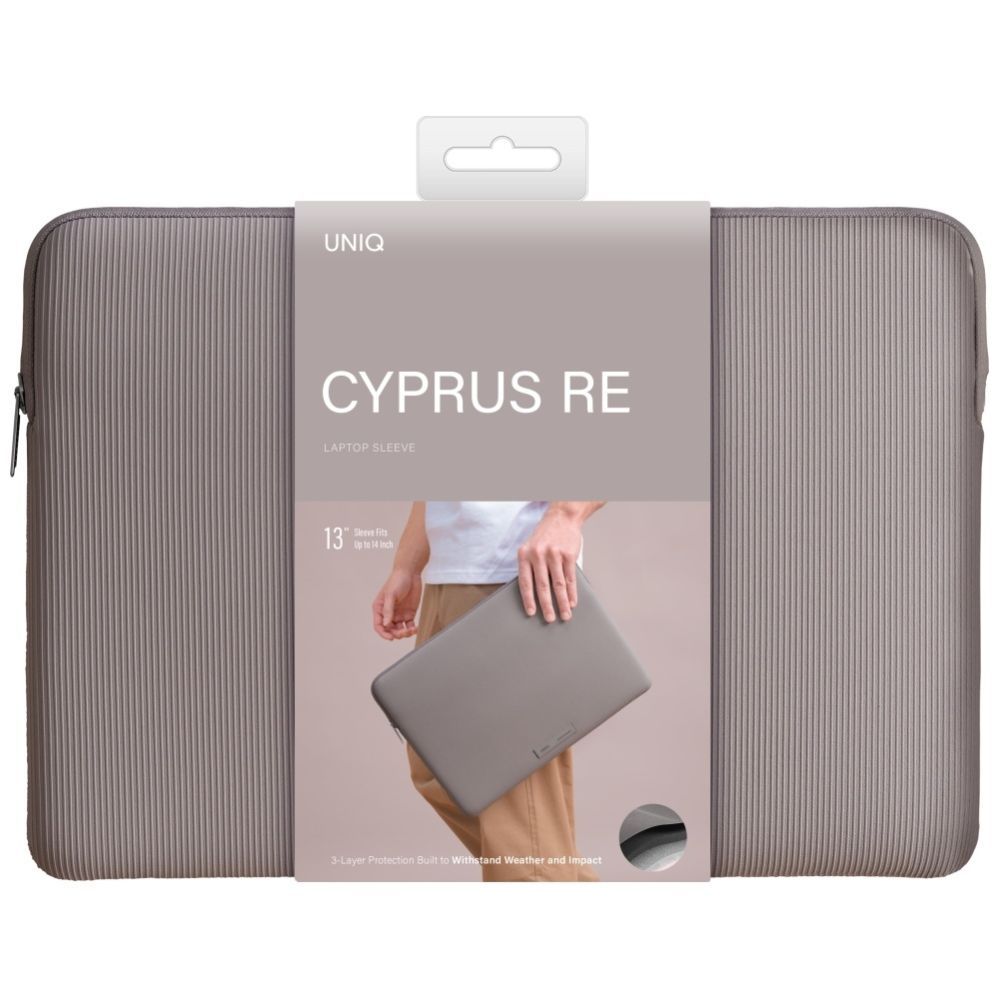 Citas preces UNIQ Uniq Cyprus Ridge Edition Laptop Sleeve for 14" laptops, water-resistant neoprene - gray