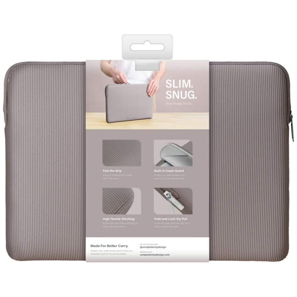 Citas preces UNIQ Uniq Cyprus Ridge Edition Laptop Sleeve for 14" laptops, water-resistant neoprene - gray