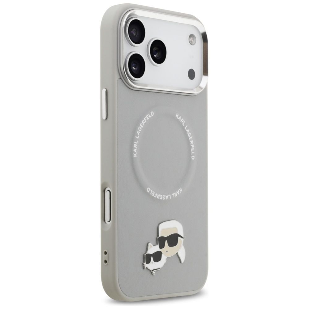 Citas preces Karl Lagerfeld Karl Lagerfeld Karl & Choupette Pins MagSafe Case for iPhone 17 Pro Max - Gray