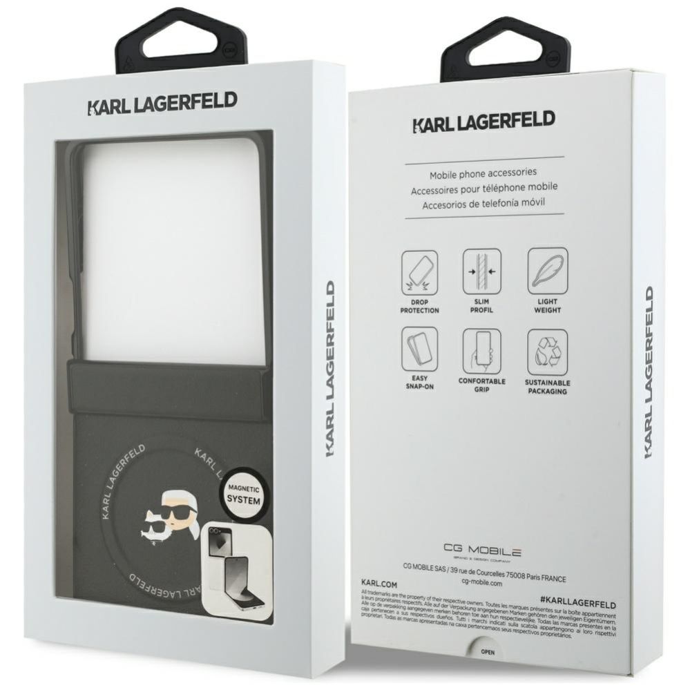 Kitos prekės Karl Lagerfeld Karl Lagerfeld Karl&Choupette Pins MagSafe Case for Samsung Galaxy Z Flip 7 - Black