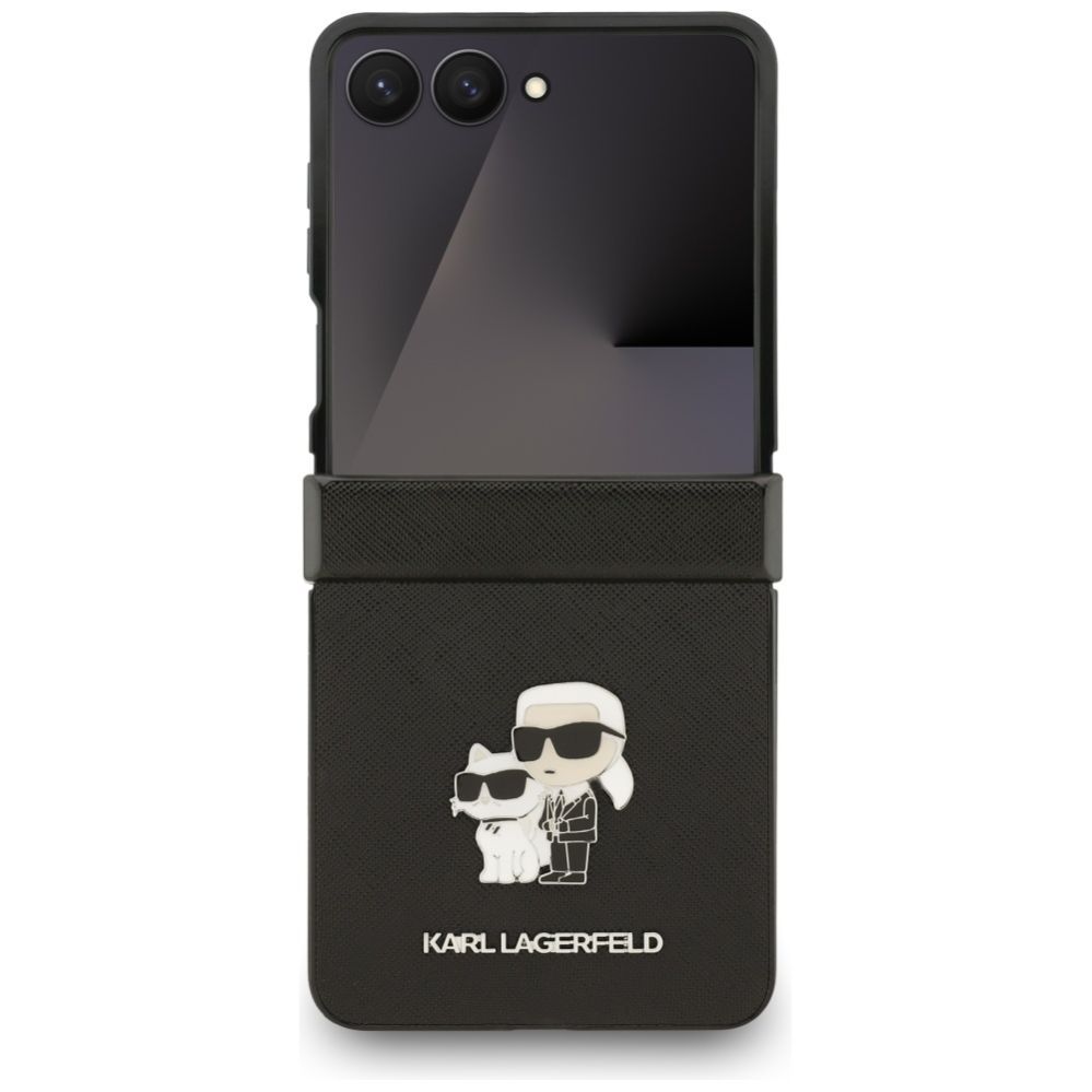 Citas preces Karl Lagerfeld Karl Lagerfeld Saffiano Karl&Choupette Pin Case for Samsung Galaxy Z Flip 7 - Black