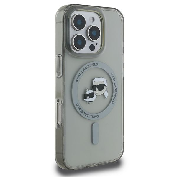 Citas preces Karl Lagerfeld Karl Lagerfeld IML Metal Karl&Choupette Head MagSafe Case for iPhone 16 Pro - Black