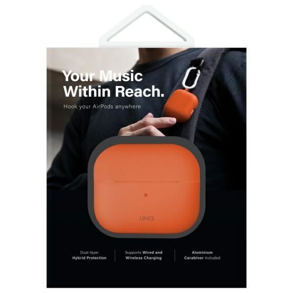 Citas preces UNIQ Uniq Nexo AirPods 4 + Ear Hooks Silicone case - orange