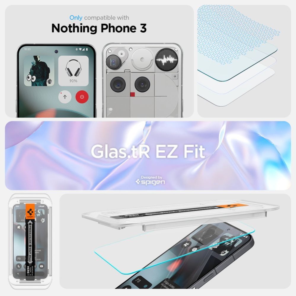 Citas preces Spigen Spigen Glas.TR EZ Fit Tempered Glass 2-pack for Nothing Phone 3 - Transparent