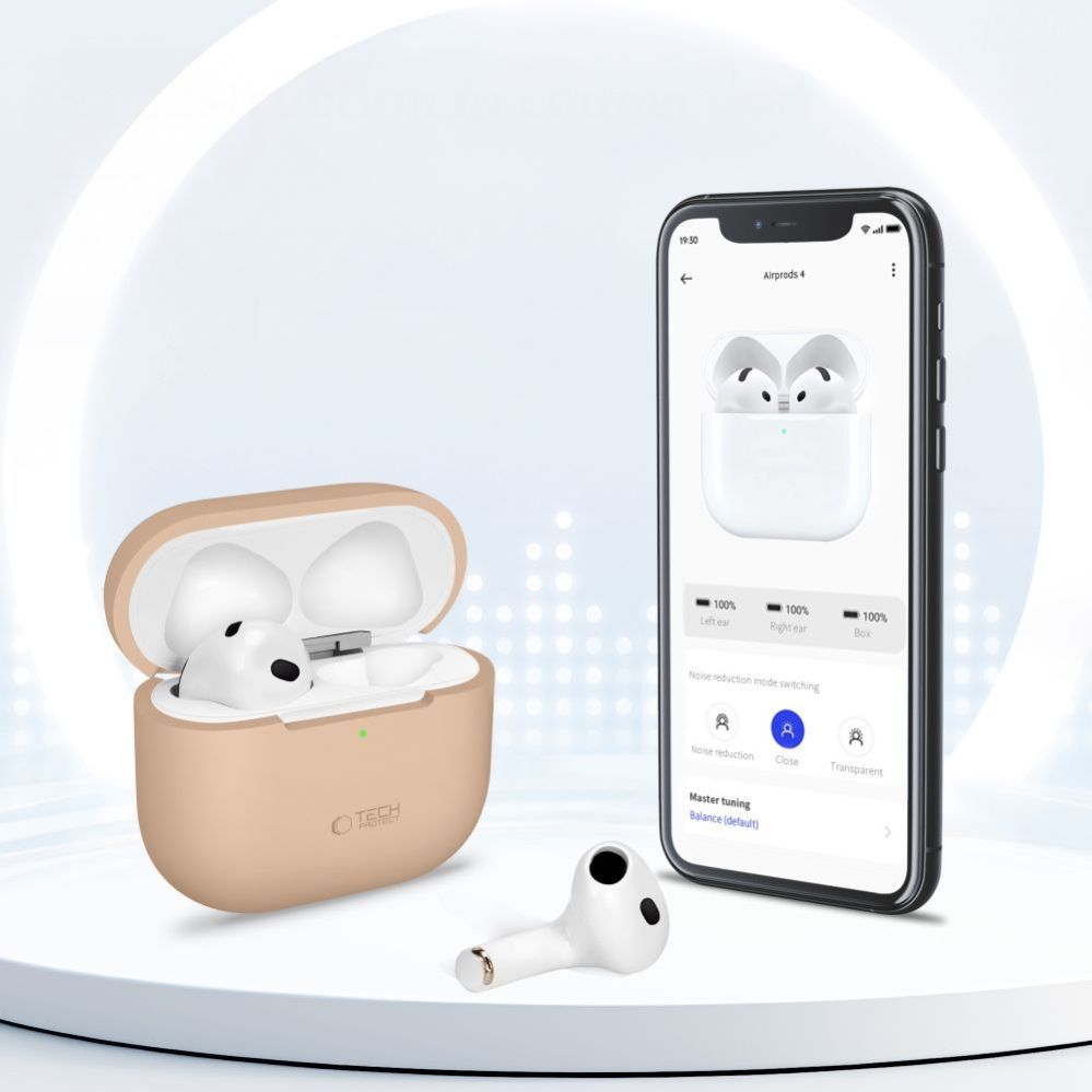 Kitos prekės Tech-Protect Tech-Protect Silicone Case for Apple AirPods 4 - Beige