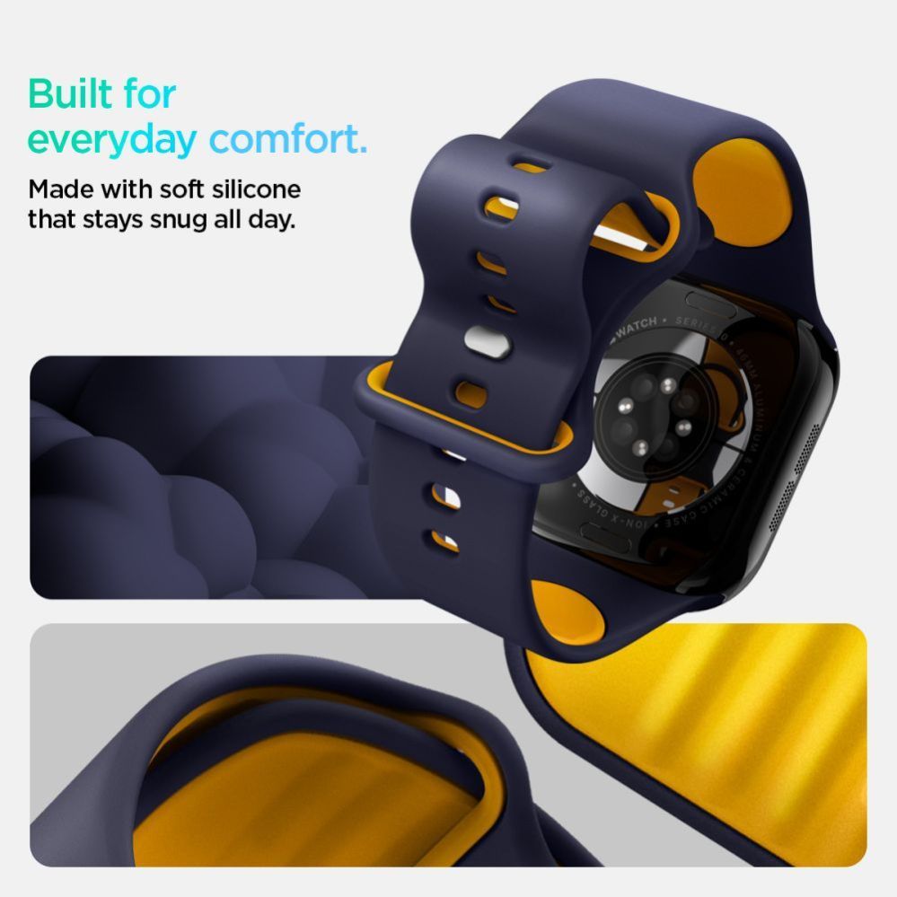 Citas preces Spigen Spigen Nano Pop Strap for Apple Watch 44 / 45 / 46 / 49 mm - Navy Blue and Yellow