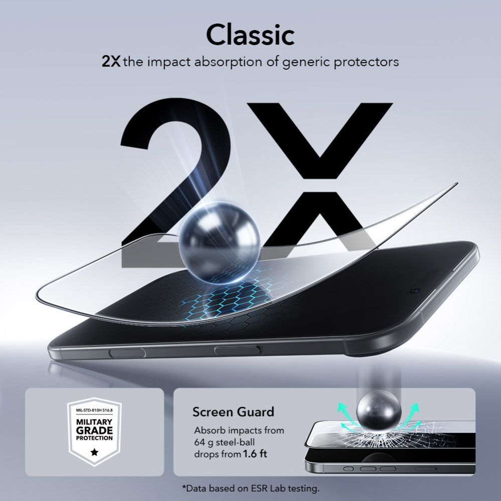 Citas preces ESR ESR UltraFit Tempered Glass 2-pack for iPhone 17 Air - transparent