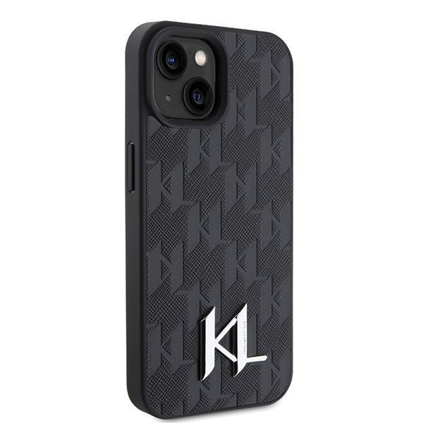 Citas preces Karl Lagerfeld Karl Lagerfeld KLHCP15SPKLPKLK iPhone 15 / 14 / 13 6.1" black/black hardcase Leather Monogram Hot Stamp Metal Logo
