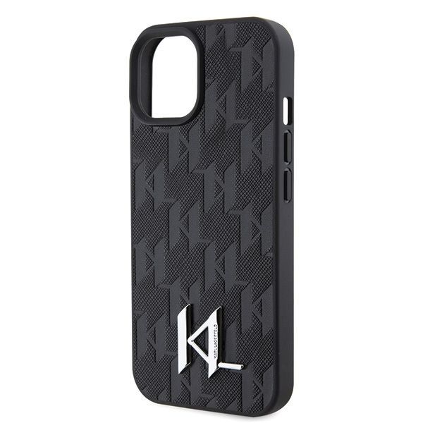Citas preces Karl Lagerfeld Karl Lagerfeld KLHCP15SPKLPKLK iPhone 15 / 14 / 13 6.1" black/black hardcase Leather Monogram Hot Stamp Metal Logo