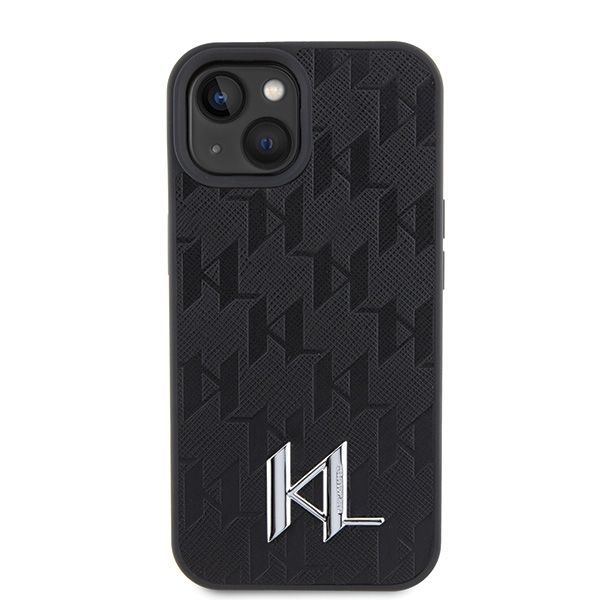 Citas preces Karl Lagerfeld Karl Lagerfeld KLHCP15SPKLPKLK iPhone 15 / 14 / 13 6.1" black/black hardcase Leather Monogram Hot Stamp Metal Logo