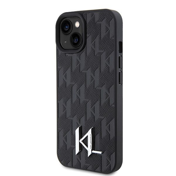 Citas preces Karl Lagerfeld Karl Lagerfeld KLHCP15SPKLPKLK iPhone 15 / 14 / 13 6.1" black/black hardcase Leather Monogram Hot Stamp Metal Logo