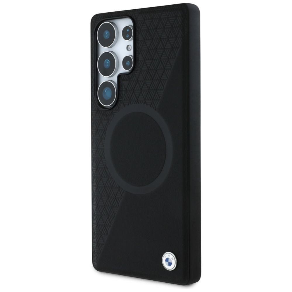 Citas preces BMW BMW Leather Half Textured MagSafe Case for Samsung Galaxy S25 Ultra - Black