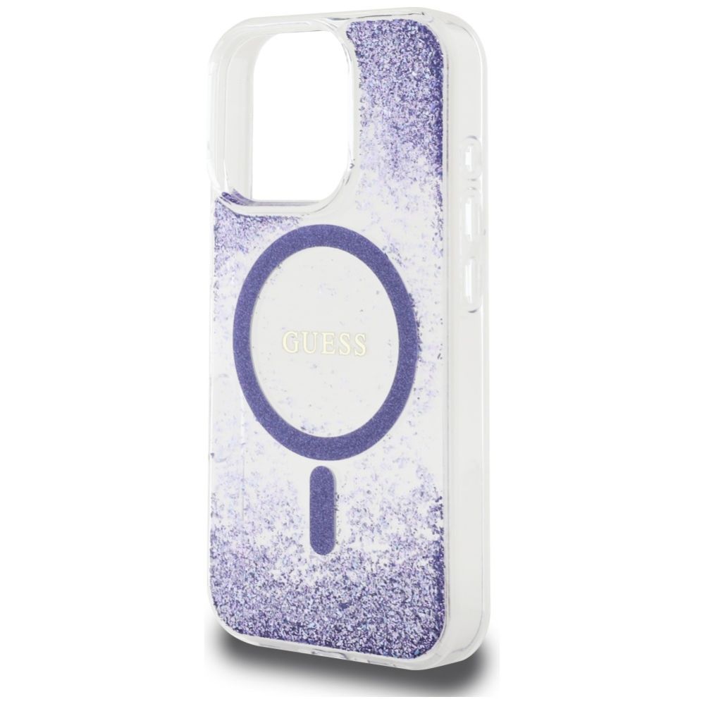 Citas preces Guess Guess HC Resin Bottom Glitter MagSafe case for iPhone 16 Pro Max - purple