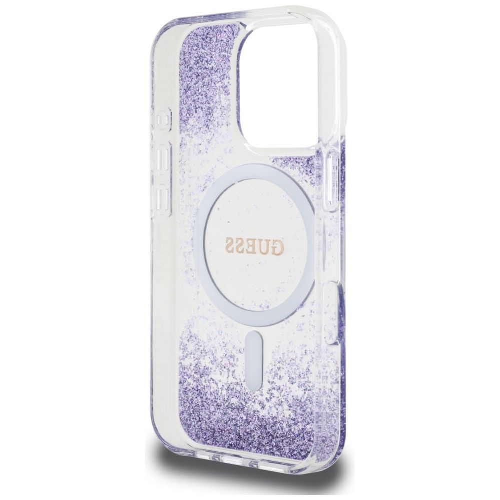 Citas preces Guess Guess HC Resin Bottom Glitter MagSafe case for iPhone 16 Pro Max - purple