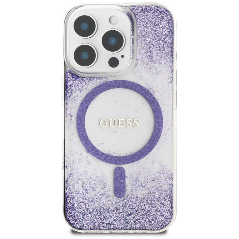 Citas preces Guess Guess HC Resin Bottom Glitter MagSafe case for iPhone 16 Pro Max - purple