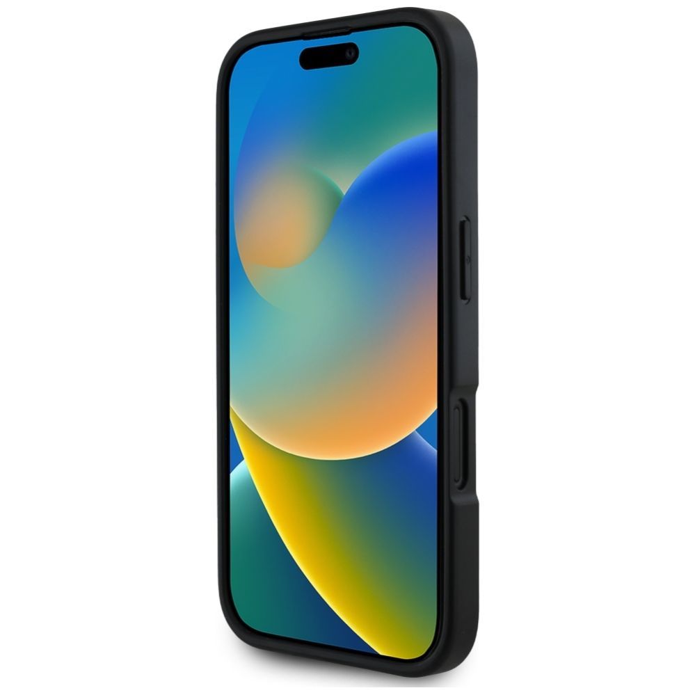 Kitos prekės Karl Lagerfeld Karl Lagerfeld HC Grained PU Cardslot Metal Signature iPhone 16 Case - Black