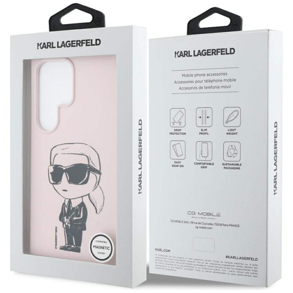 Citas preces Karl Lagerfeld Karl Lagerfeld Silicone Graffiti Ikonik Printed Logo MagSafe Case for Samsung Galaxy S25 Ultra - Pink
