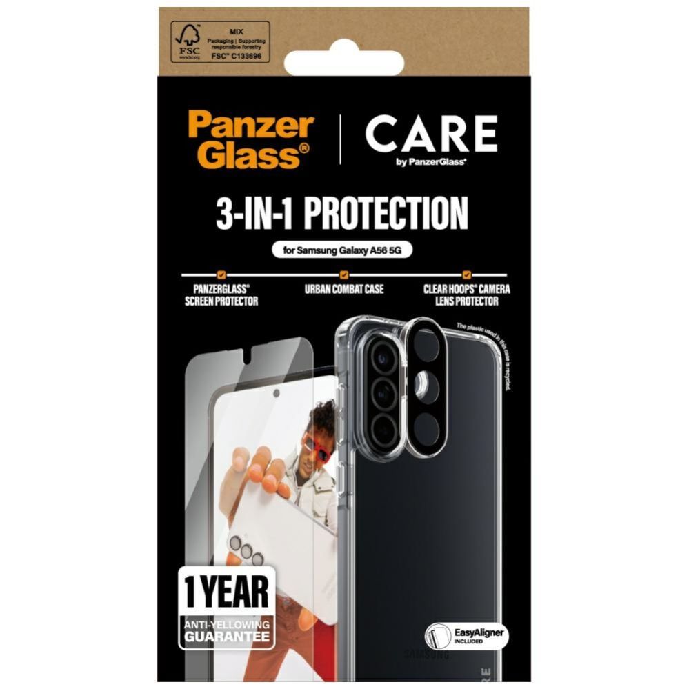 Kitos prekės Panzer Glass CARE by PanzerGlass Flagship 3in1 Case+Glass+Lens for Samsung Galaxy A56 5G - transparent