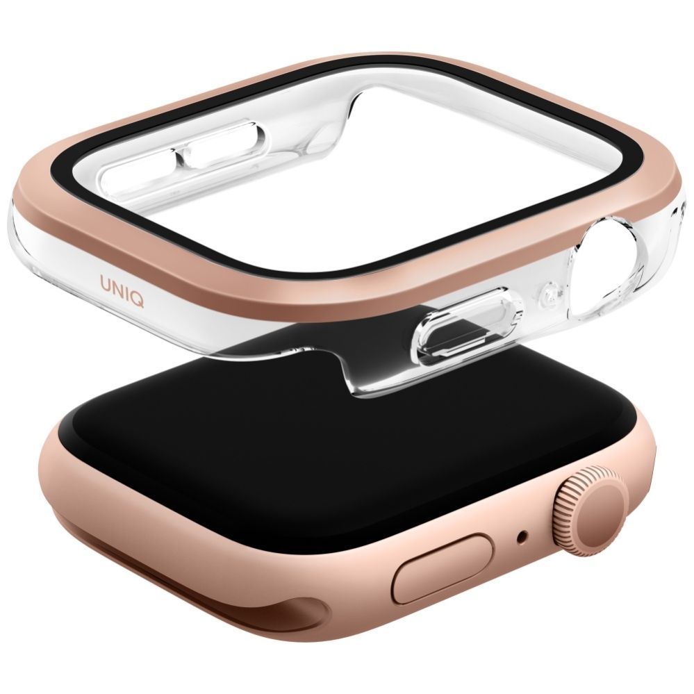 Citas preces UNIQ Uniq Voute Tempered Glass Case for Apple Watch 10 46mm - Rose Gold