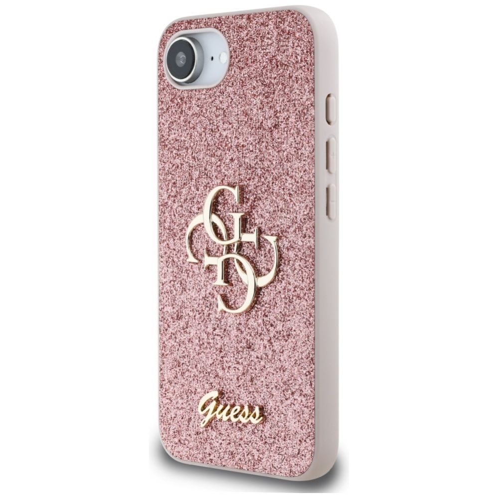 Citas preces Guess Guess Fixed Glitter Big 4G iPhone 16e Case - Pink
