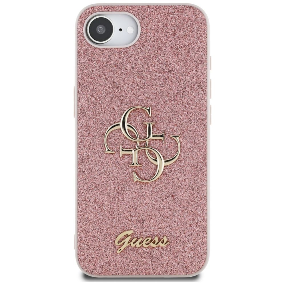 Citas preces Guess Guess Fixed Glitter Big 4G iPhone 16e Case - Pink