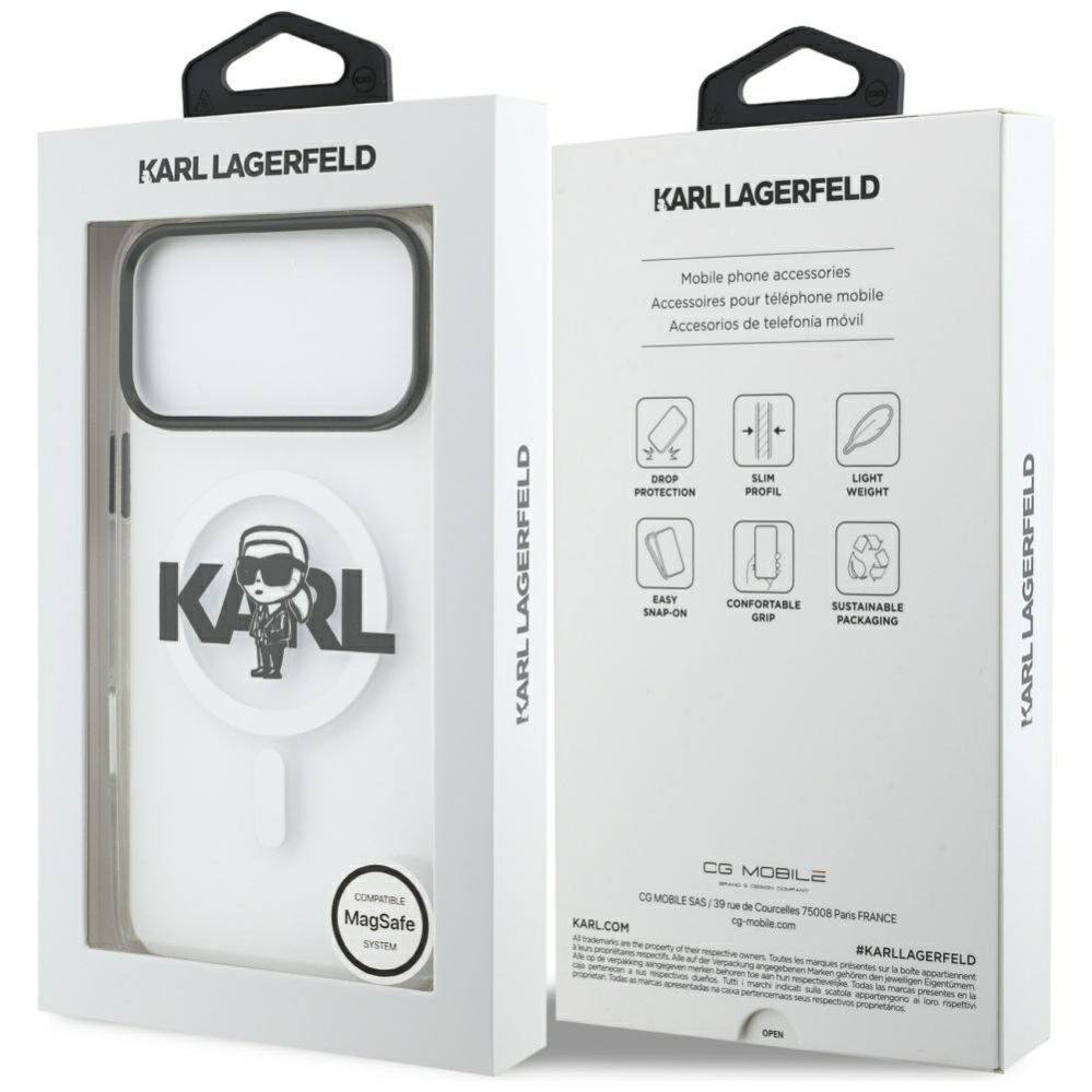Citas preces Karl Lagerfeld Karl Lagerfeld IML Karl Sketch Logo MagSafe Case for iPhone 17 Pro Max - Transparent