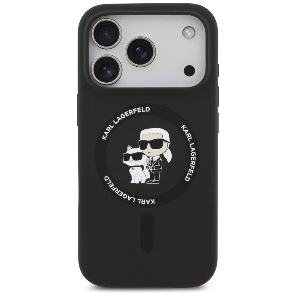 Citas preces Karl Lagerfeld Karl Lagerfeld Silicone Karl&Choupette Ring MagSafe Case for iPhone 17 Pro Max - Black
