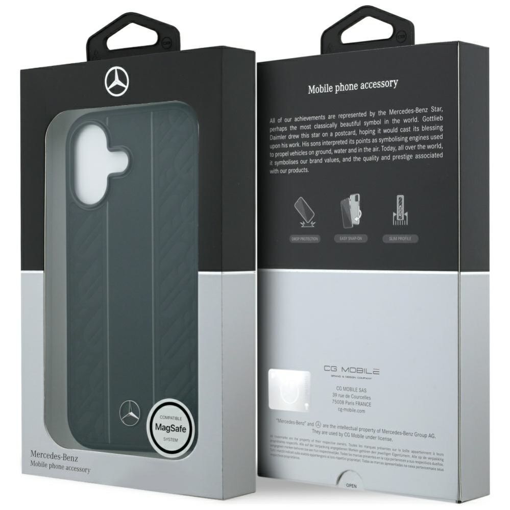 Citas preces Mercedes-Benz Mercedes Leather Laurel Leaves Stripes MagSafe Case for iPhone 17 - Black