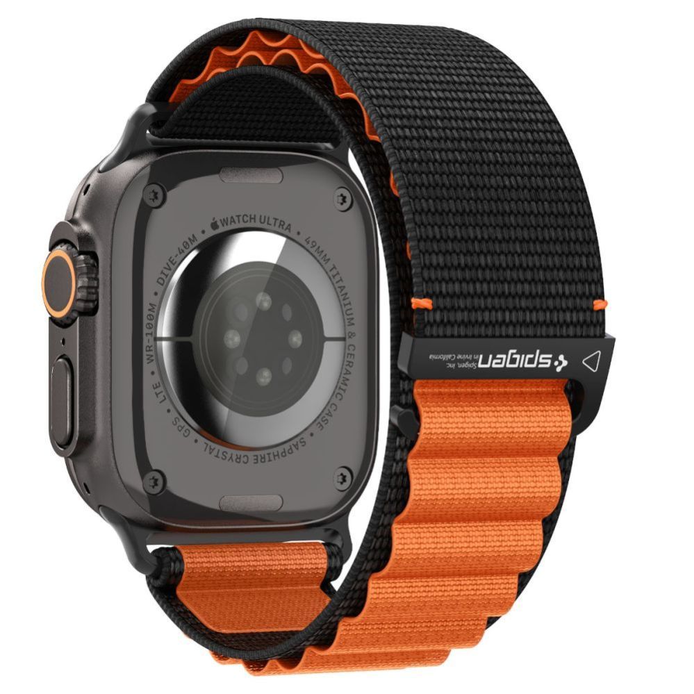 Citas preces Spigen Spigen WBF1 Strap for Apple Watch 44 / 45 / 46 / 49 mm - Black and Orange