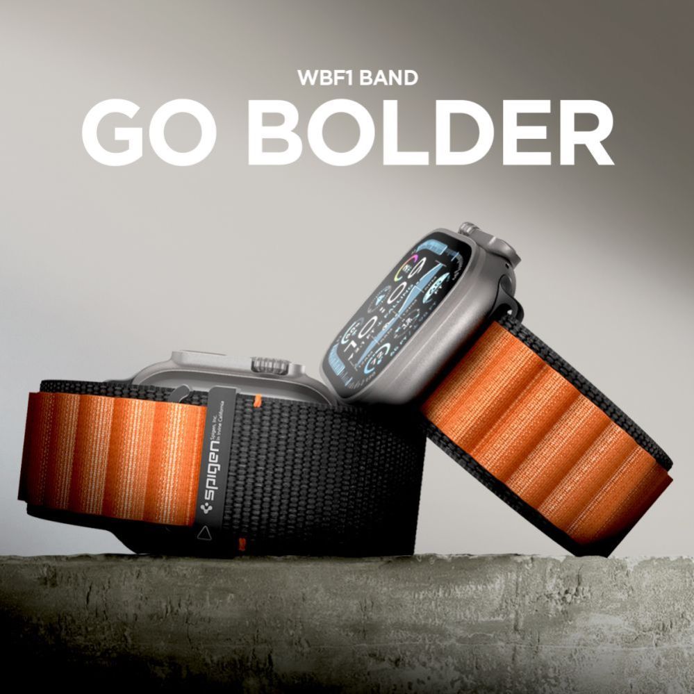 Citas preces Spigen Spigen WBF1 Strap for Apple Watch 44 / 45 / 46 / 49 mm - Black and Orange