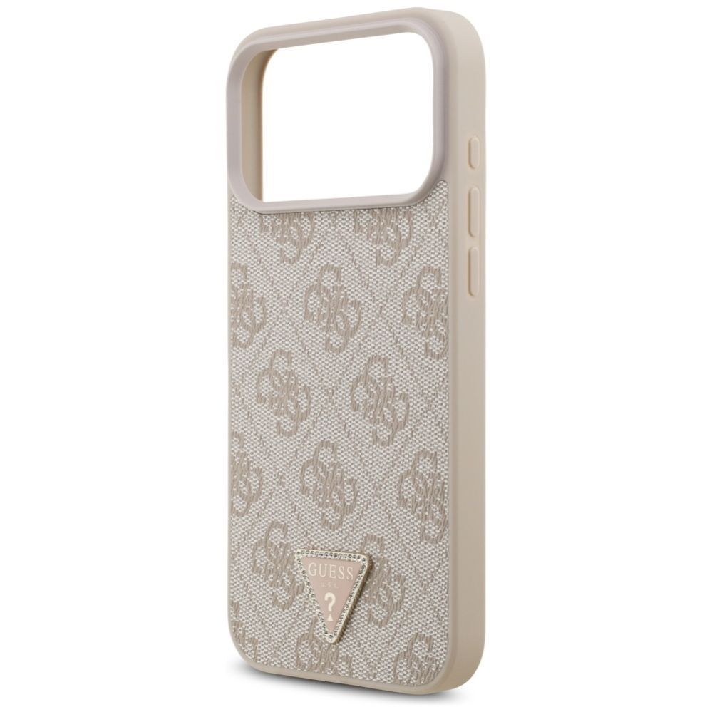 Citas preces Guess Guess Leather 4G Triangle Strass MagSafe Case for iPhone 17 Pro Max - Pink