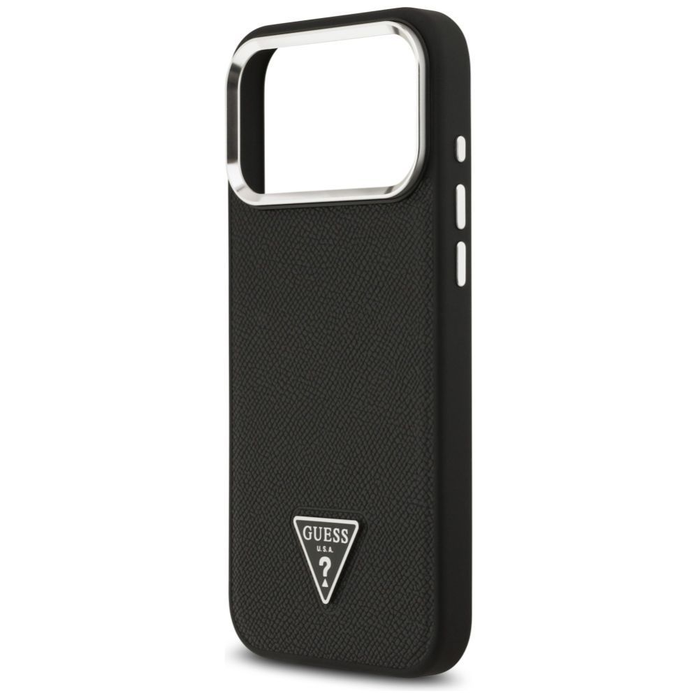 Citas preces Guess Guess Grained Triangle Logo MagSafe case for iPhone 17 Pro Max - black