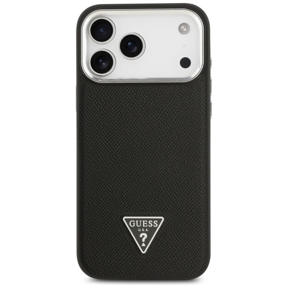 Citas preces Guess Guess Grained Triangle Logo MagSafe case for iPhone 17 Pro Max - black
