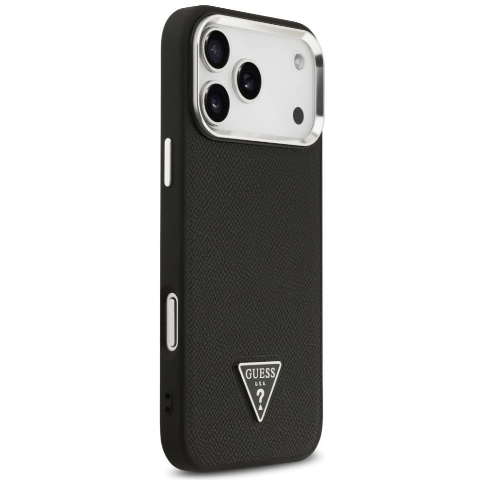 Citas preces Guess Guess Grained Triangle Logo MagSafe case for iPhone 17 Pro Max - black