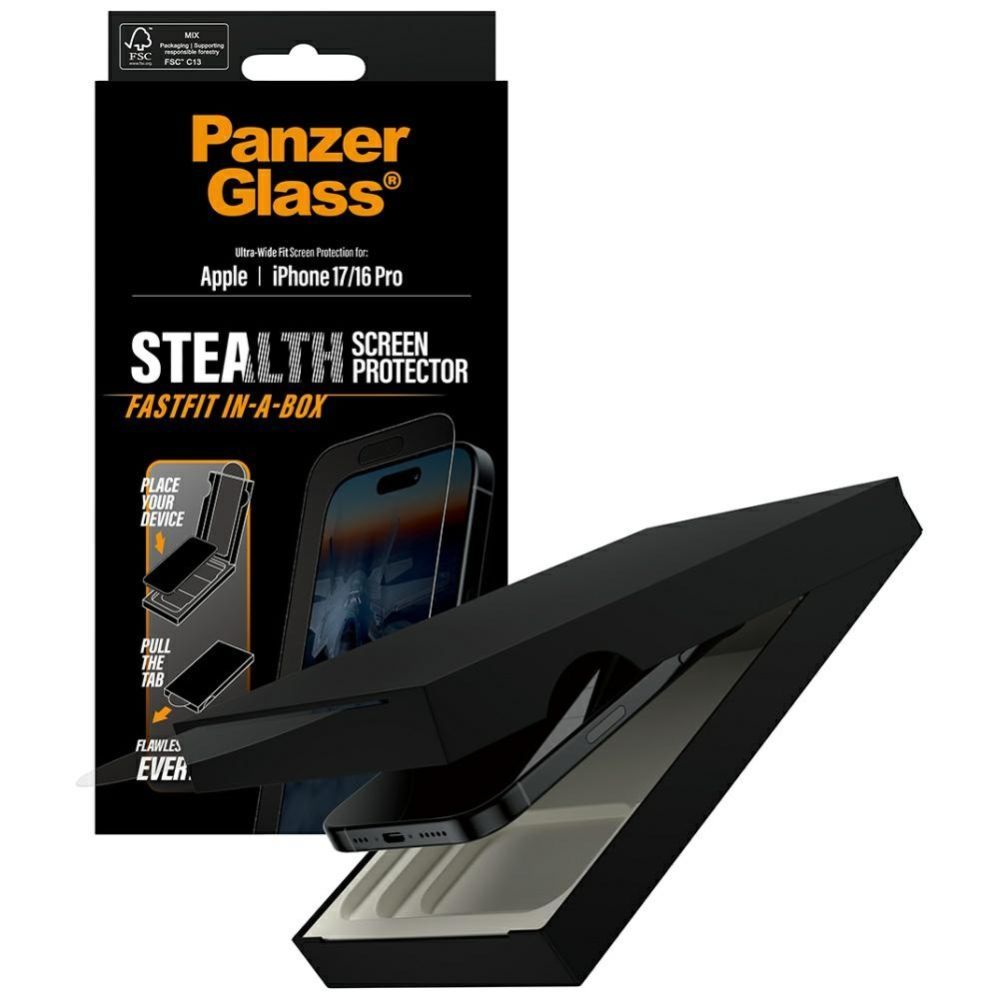 Muud kaubad Panzer Glass PanzerGlass Stealth Ultra-Wide Fit Fastfit Tempered Glass for iPhone 17 / 16 Pro