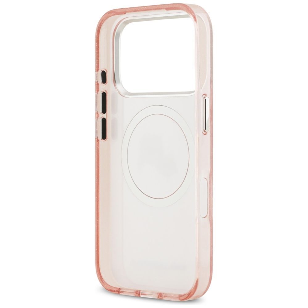 Citas preces Karl Lagerfeld Karl Lagerfeld IML Glitter Karl & Choupette Heads Logo MagSafe Case for iPhone 17 Pro - Pink