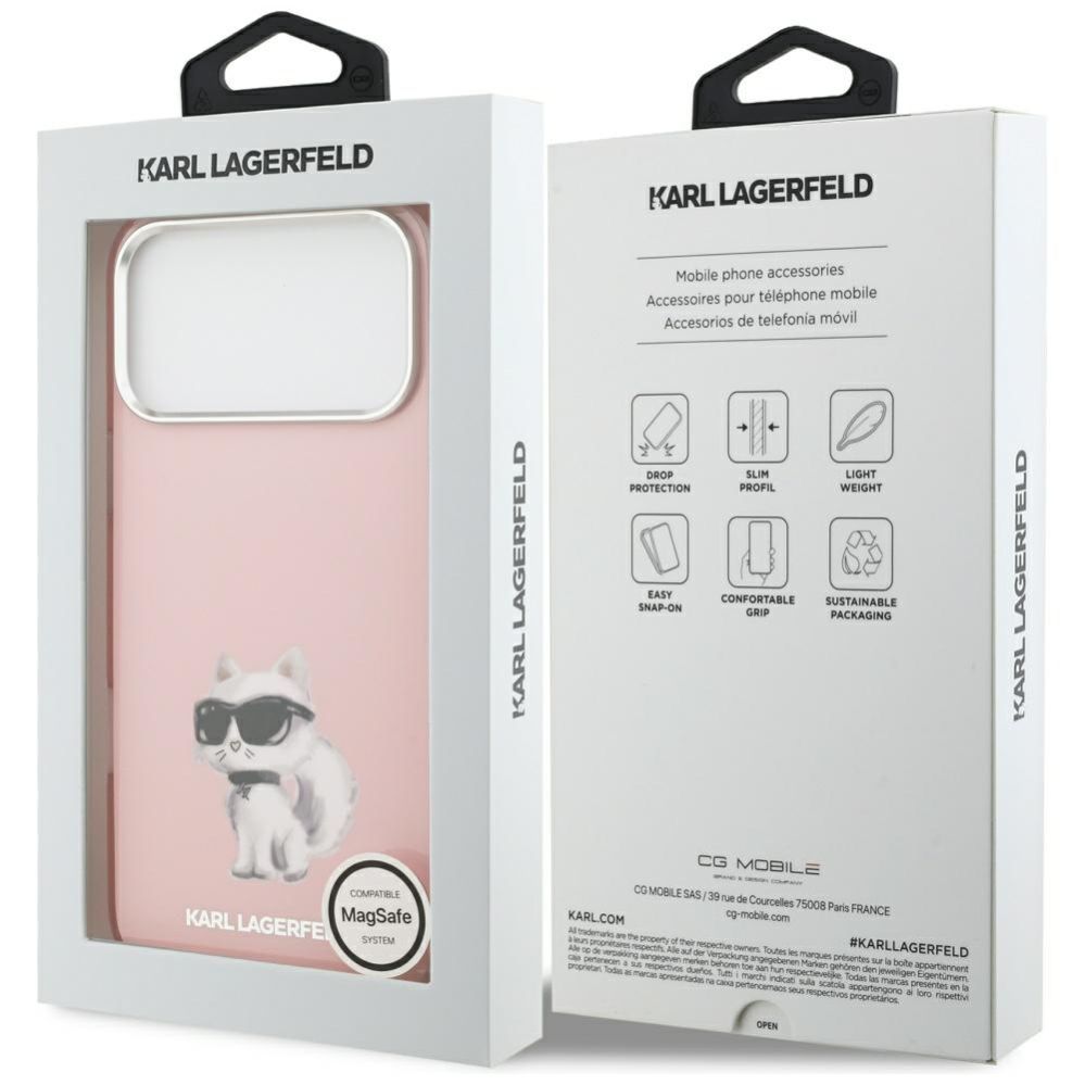 Kitos prekės Karl Lagerfeld Karl Lagerfeld IML Aquarelle Choupette & Logo MagSafe Case for iPhone 17 Pro - Pink