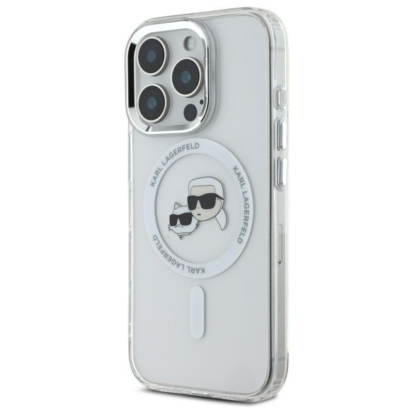 Citas preces Karl Lagerfeld Karl Lagerfeld IML Metal Karl&Choupette Head MagSafe Case for iPhone 16 Pro Max - White