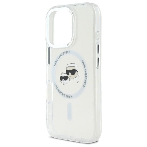 Citas preces Karl Lagerfeld Karl Lagerfeld IML Metal Karl&Choupette Head MagSafe Case for iPhone 16 Pro Max - White