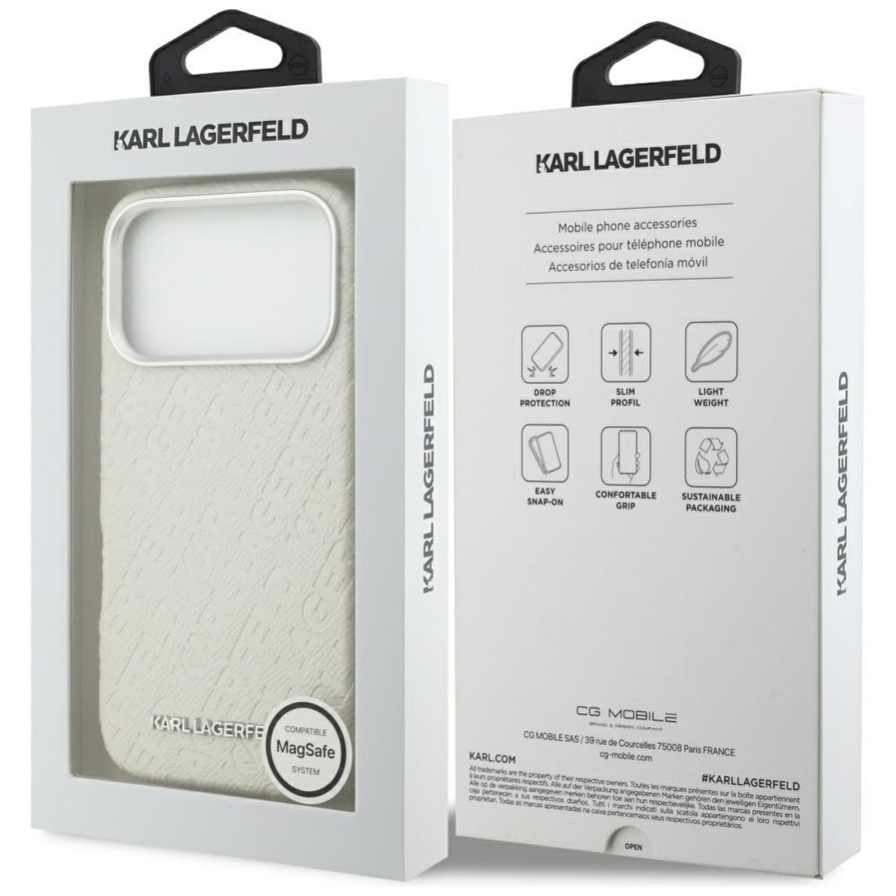 Kitos prekės Karl Lagerfeld Karl Lagerfeld FW Stamped Karl MagSafe Case for iPhone 17 Pro - Beige
