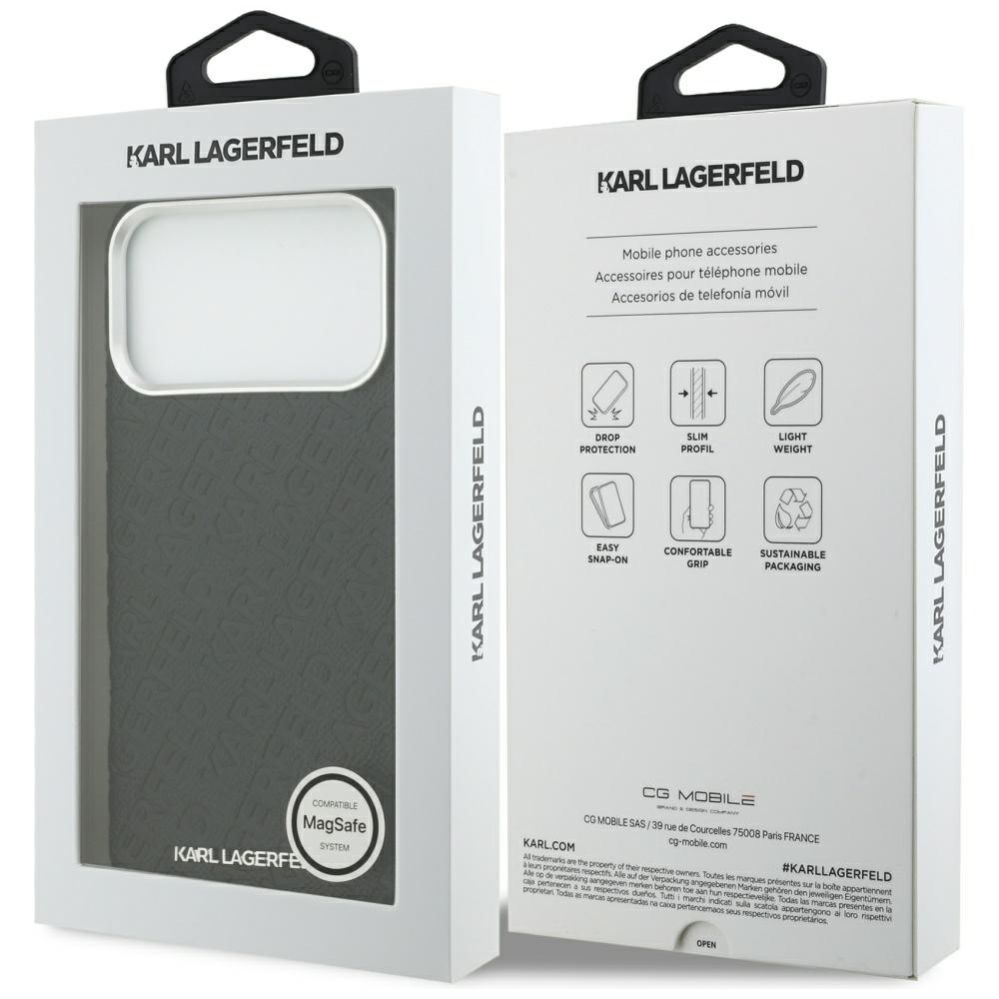 Kitos prekės Karl Lagerfeld Karl Lagerfeld FW Stamped Karl MagSafe Case for iPhone 17 Pro Max - Black