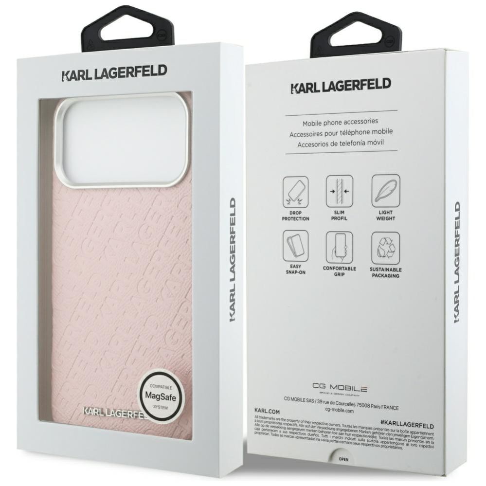 Kitos prekės Karl Lagerfeld Karl Lagerfeld FW Stamped Karl MagSafe Case for iPhone 17 Pro Max - Pink