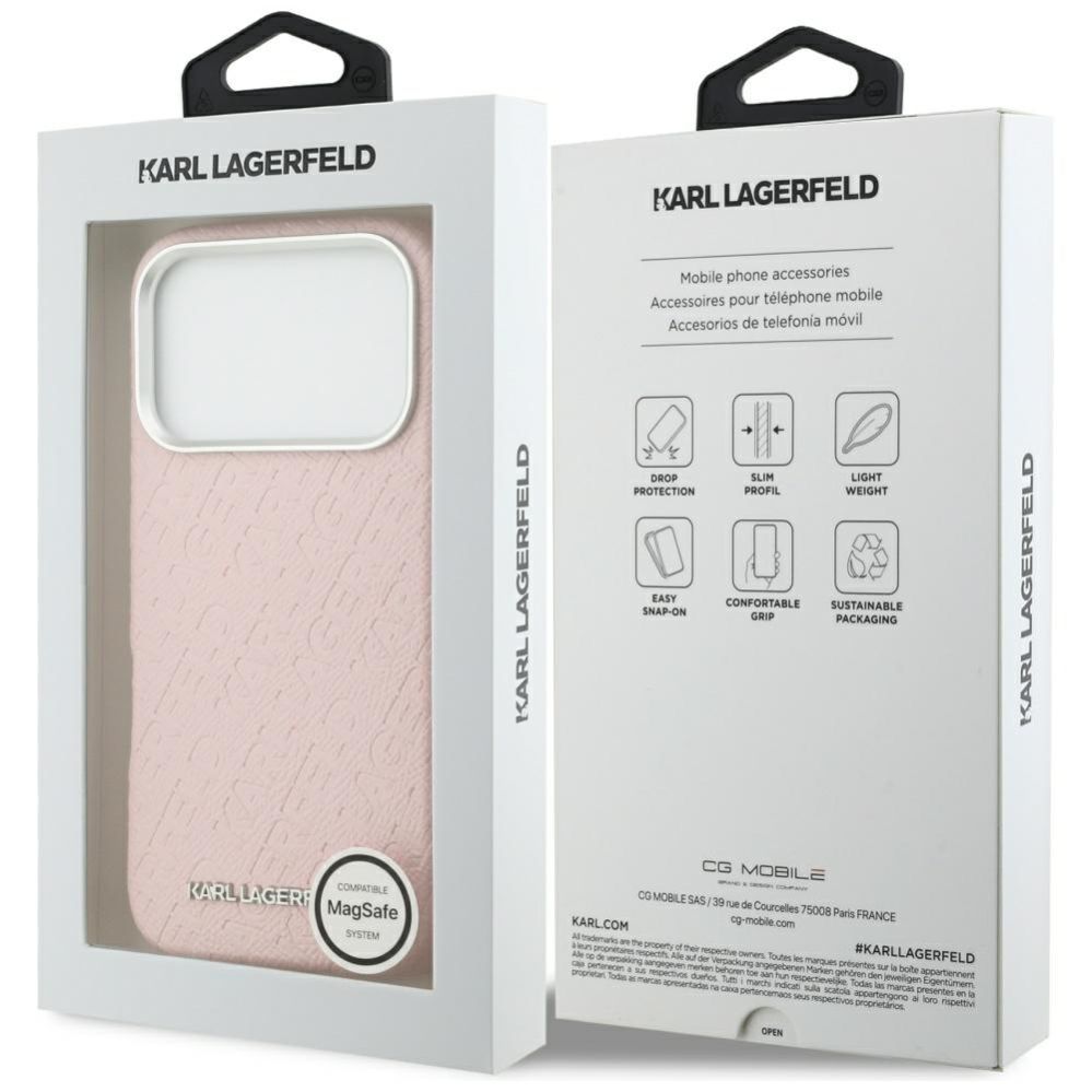 Kitos prekės Karl Lagerfeld Karl Lagerfeld FW Stamped Karl MagSafe Case for iPhone 17 Pro - Pink