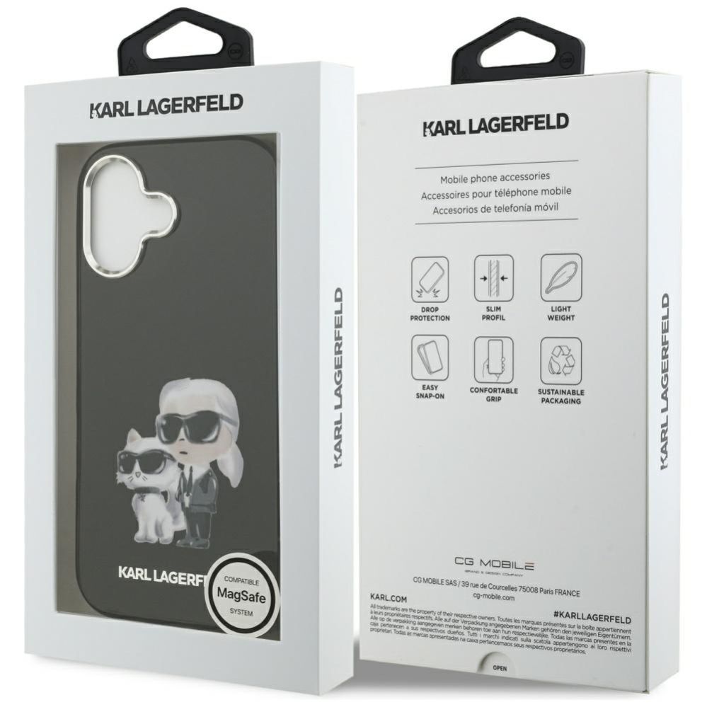 Kitos prekės Karl Lagerfeld Karl Lagerfeld IML Aquarelle Karl & Choupette & Logo MagSafe Case for iPhone 17 - Black