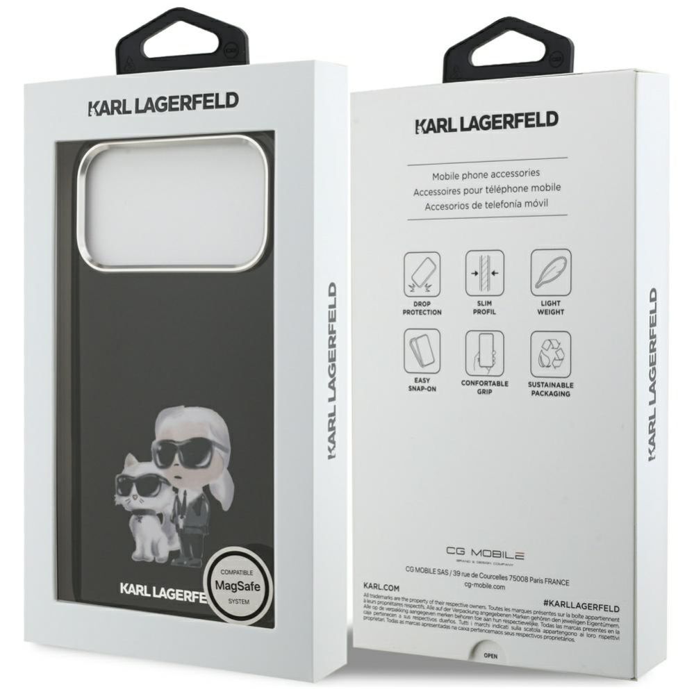 Kitos prekės Karl Lagerfeld Karl Lagerfeld IML Aquarelle Karl & Choupette & Logo MagSafe Case for iPhone 17 Pro - Black