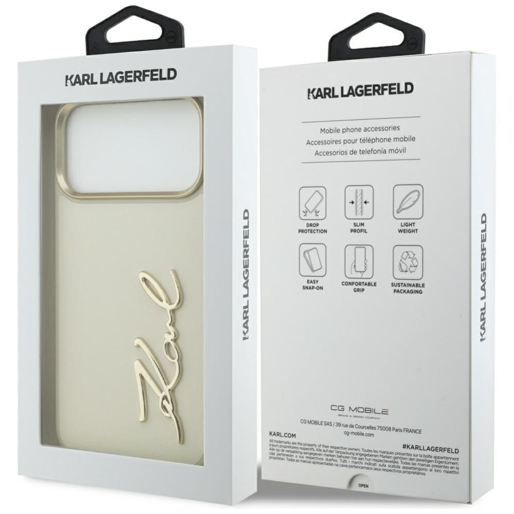 Citas preces Karl Lagerfeld Karl Lagerfeld Karl Script Logo Case for iPhone 17 Pro Max - Beige