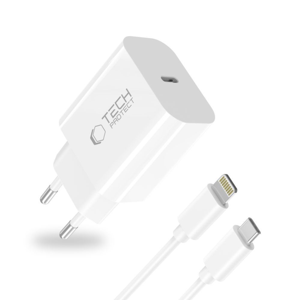 Other goods Tech-Protect Tech-Protect NC20W Wall Charger with 100 cm USB-C / Lightning Cable - White