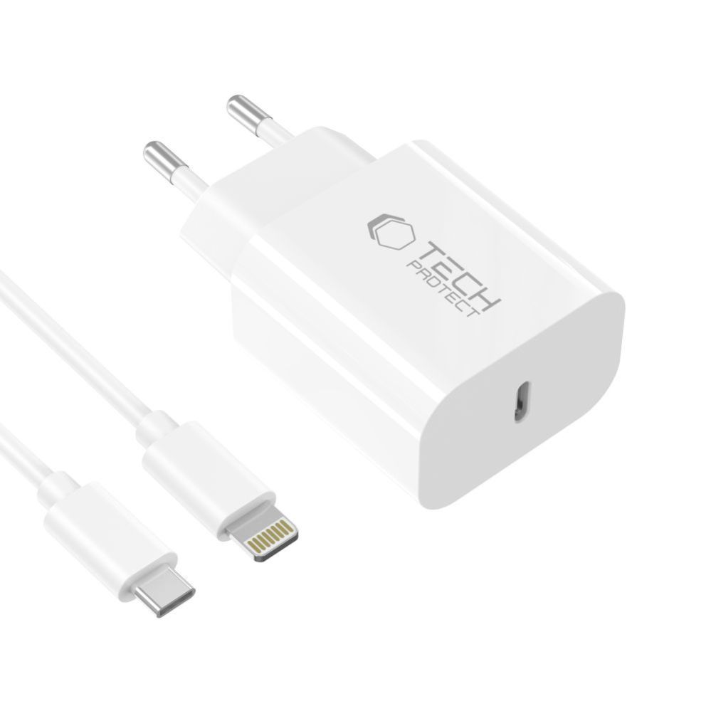 Other goods Tech-Protect Tech-Protect NC20W Wall Charger with 100 cm USB-C / Lightning Cable - White