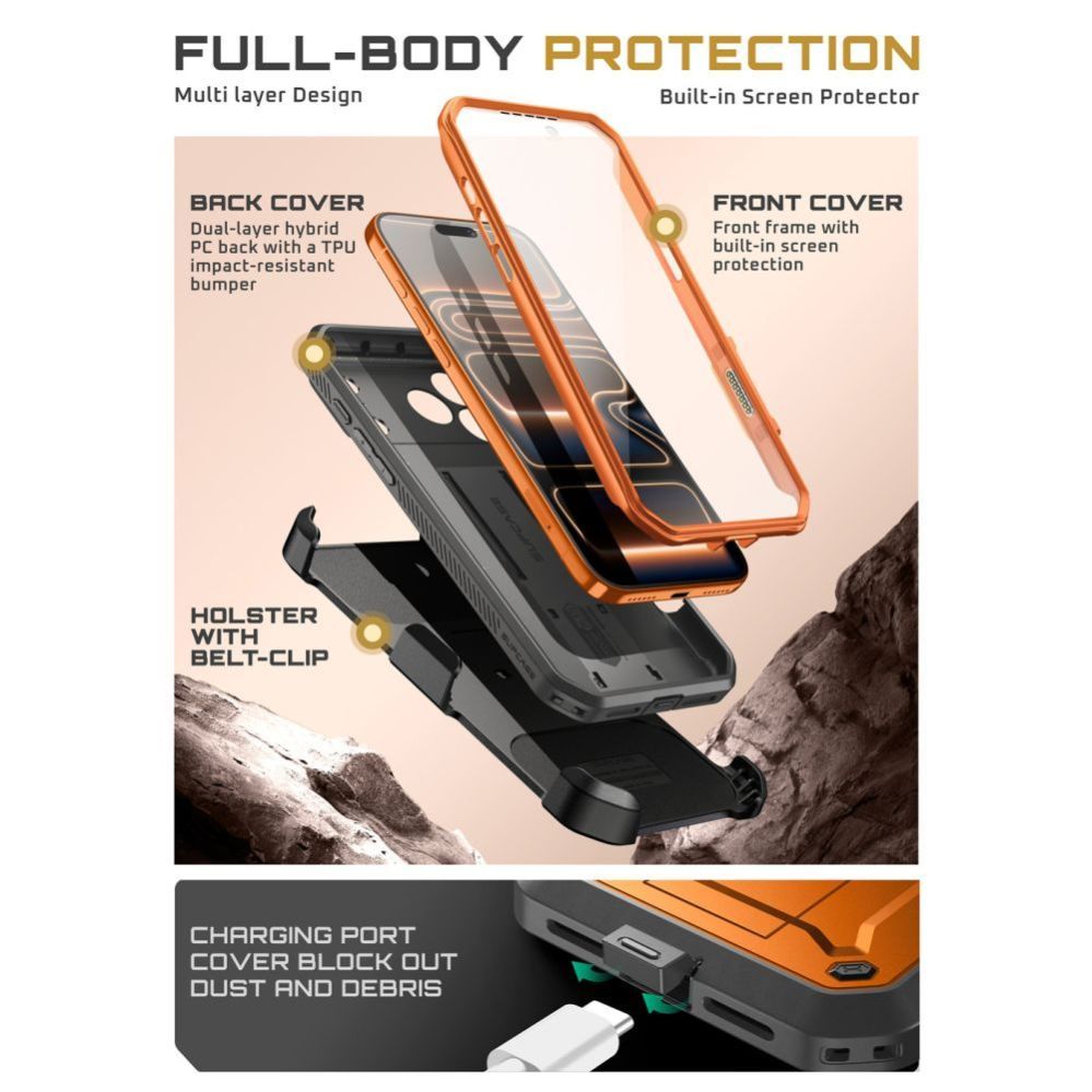 Citas preces Supcase Supcase Unicorn Beetle Pro Case for iPhone 17 Pro Max - Orange