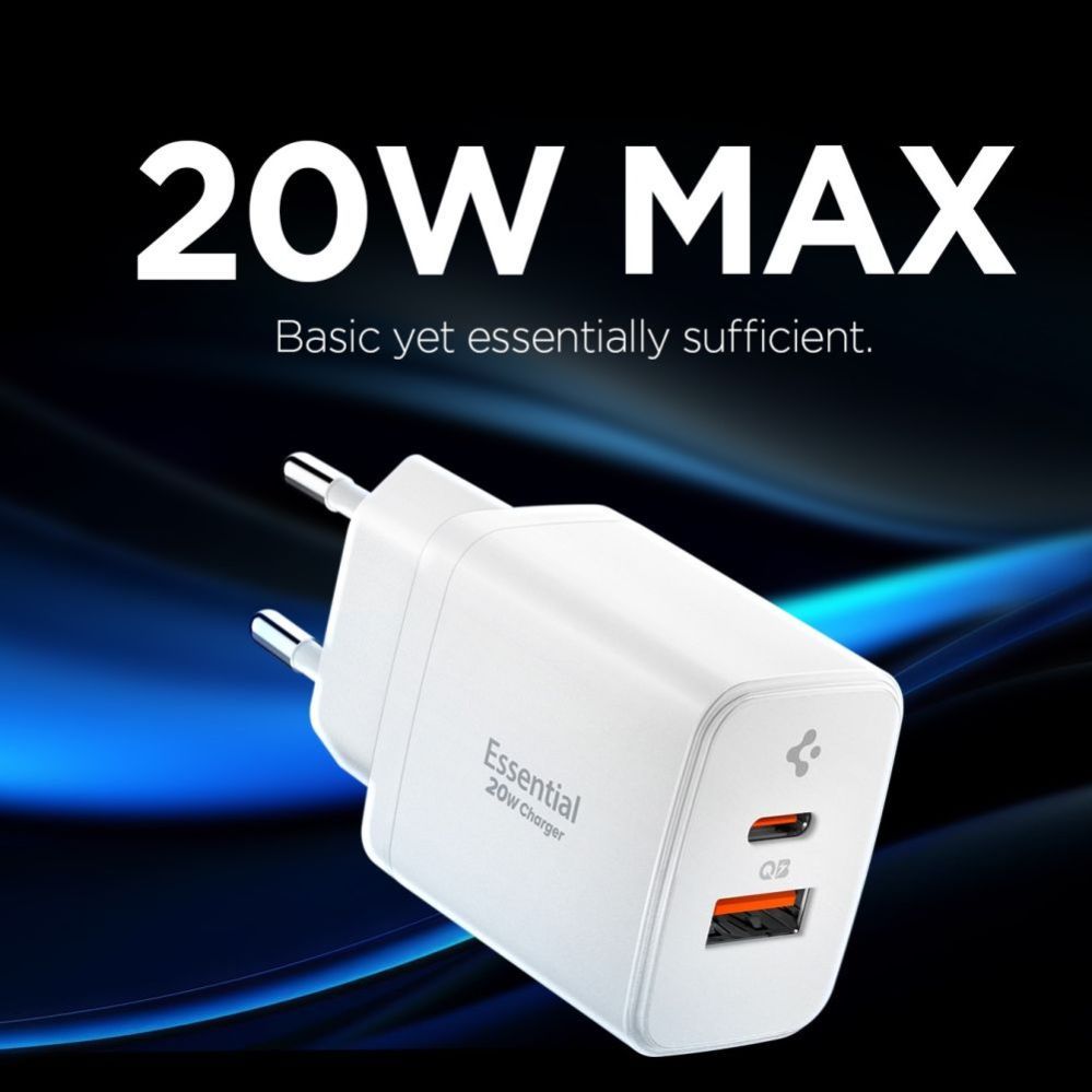 Kitos prekės Spigen Spigen Essential EE202EU 20W Wall Charger - White